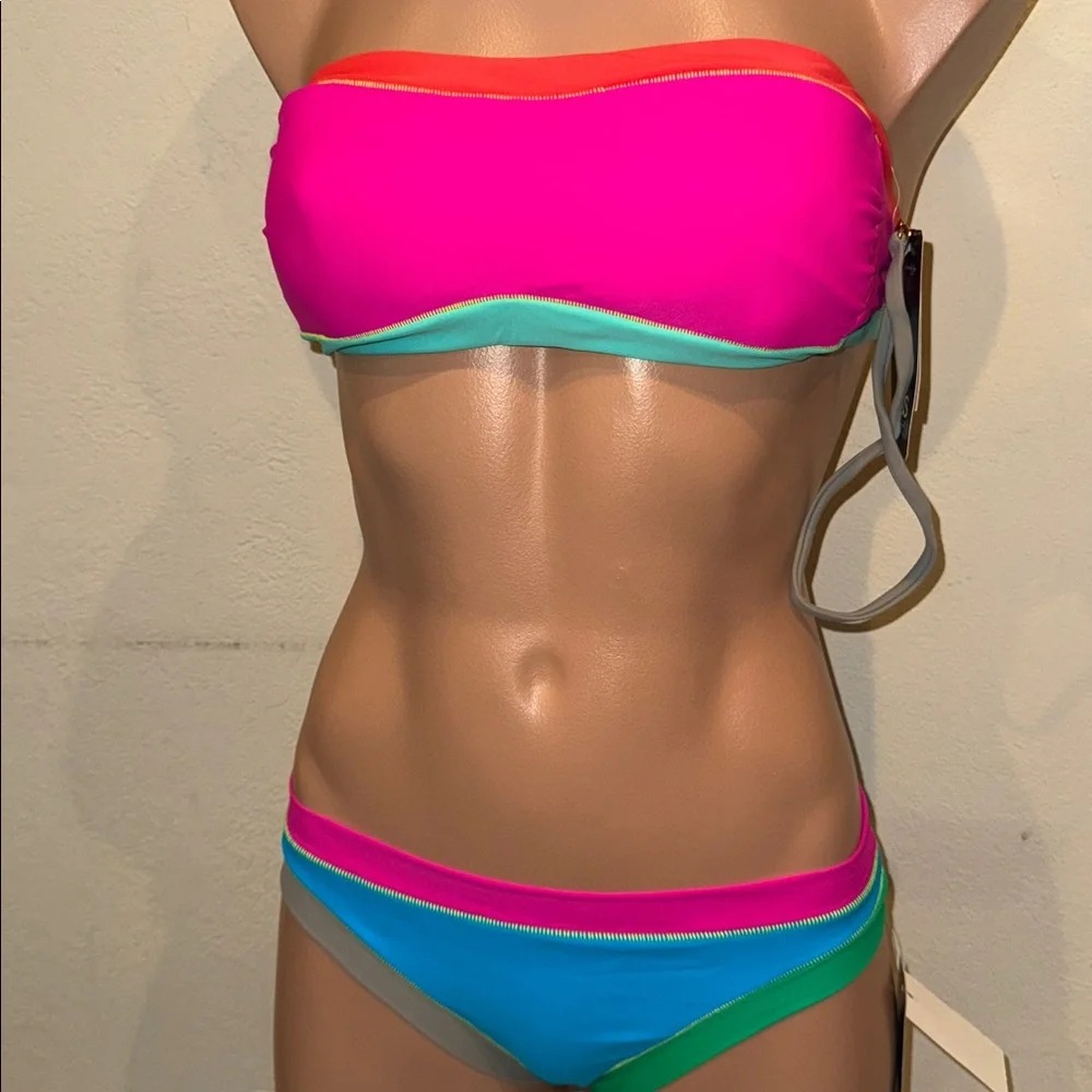 NWT ABS by Allen Schwartz bandeau bikini set size 8 - Picture 2 of 6